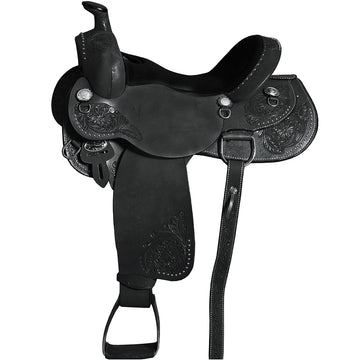 Hilason Western Horse Ranch Roping American Leather Saddle Black